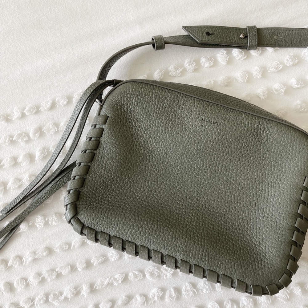 All Saints 🤍 Braided, Sage Green Crossbody Bag